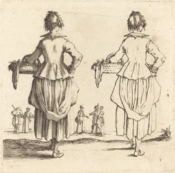 Paysanne avec panier, vue de dos