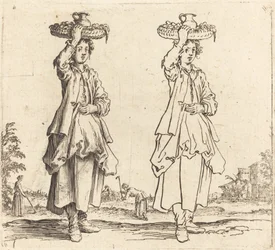 Paysanne avec panier sur la tête, vue de face, 1617-1621