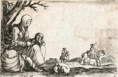Paysanne au repos (gravure)
