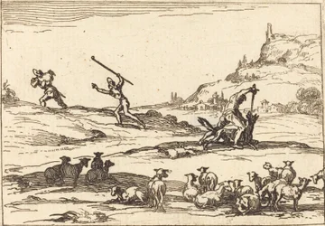 Bergers défendant leurs troupeaux
