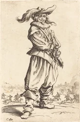 Soldat avec chapeau à plumes, vers 1620-1623