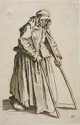 Le mendiant aux béquilles et son porte-monnaie de mendiant, dixième planche des Mendiants