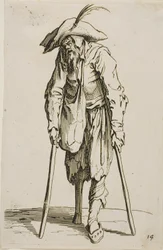 Le Mendiant à la jambe de bois, planche quatorze de Les Mendiants