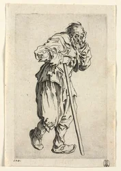 Les Mendiants : Mendiant appuyé sur un bâton, c. 1623
