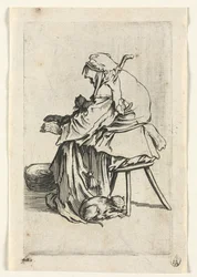 Les Mendiants : Vieille femme et chats