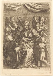 La Sainte Famille avec deux anges