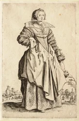 La dame à la grande collerette et à la coiffe retombant en arrière
