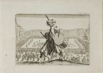 Vue de la Piazza S. Croce avec un match de football, des Caprices
