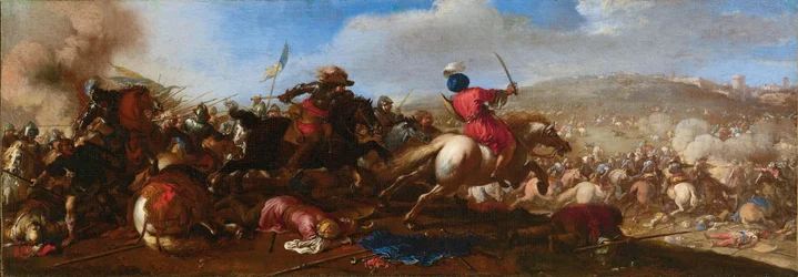 Scène de bataille entre Turcs et Chrétiens