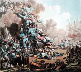 Capture du fort de San Salvador, Sicile (1674), gravé par Jean Baptiste Morret