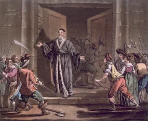 Mathieu Molé (1584-1656) harangué par le peuple, gravé par Jean Baptiste Morret, 1792