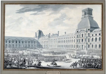 Revue des troupes par Napoléon Bonaparte aux Tuileries