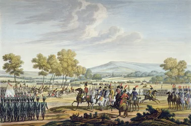 La Garde impériale manœuvrant en présence des deux empereurs à Tilsit, 28 juin 1807, gravé par Edme Bovinet (1767-1832)