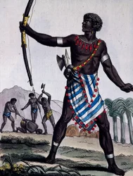 Guerrier Anzikos, Afrique, gravure tirée de l