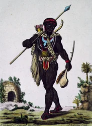 Homme de la tribu des Namaquas, Afrique, gravure tirée de l