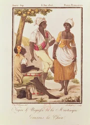 Homme et femme noirs de la Martinique dansant 