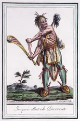 Iroquois "en route pour la découverte" - dans "Encyclopédie des voyages" par Grasset St Sauveur, Paris
