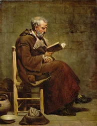 Un vieil homme assis lisant, avant 1797