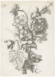 Page de titre avec un bouquet de pivoines, de Diverses Fleurs mises en Boucquets, c.1670