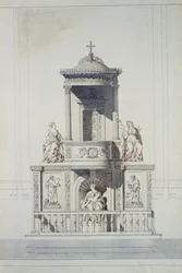 Conception pour une chaire, c.1825 (plume et encre et aquarelle sur papier)