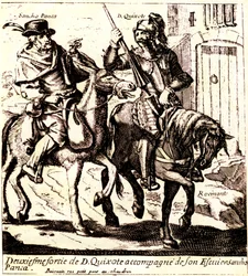 Don Quichotte sur Rossinante, accompagné de Sancho Pança sur son âne Grison, vers 1640 (illustration)