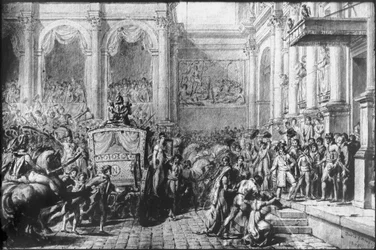 Retour de la consécration, Napoléon arrivant à l