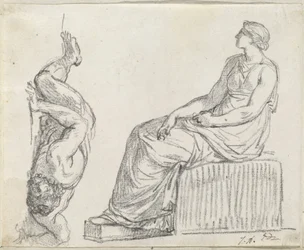 Femme assise et homme allongé par terre