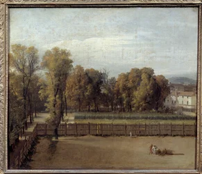 Vue du Jardin du Luxembourg à Paris Peinture par Louis David (1748-1825). 1794. Dim. 0,55 x 0,65