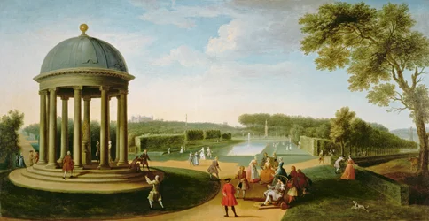 Le Théâtre de la Reine depuis la Rotonde, Stowe House, Bucks, avec Lord Cobham et Charles Bridgeman