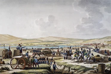 Napoléon visitant les travaux de siège à Dantzig dirigés par le maréchal Lefebvre (9 mai 1807), gravure de François Jacques Dequevauviller, dessin de Jacques François Joseph Swebach-Desfontaines