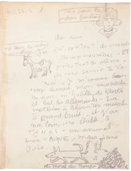 Lettre autographe avec dessins