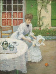 Mère avec une fillette jouant au ballon 1906