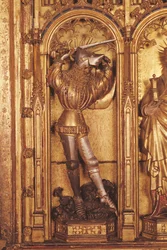 Retable de la Crucifixion, détail de Saint Georges du panneau gauche, de l