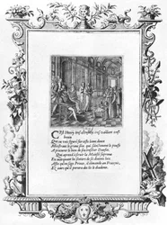 Henri IV (1553-1610) Roi de France et de Navarre enseignant le Dauphin Louis de France, futur Louis XIII (1601-43) vers 1605