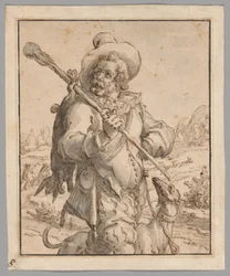Un chasseur avec un lièvre mort et un chien (étude pour "Terra")