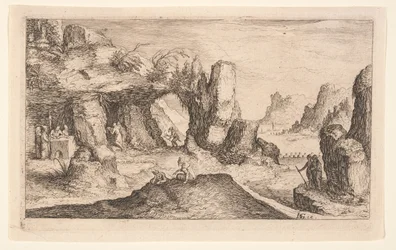 Paysage avec une grotte et des ermites, extrait de Paysages