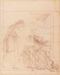 Andromaque aux pieds de Pyrrhus, illustration pour Andromaque de Jean Racine (1639-1699)