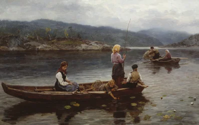 Personnes pêchant au lac