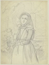 Jeune paysanne dans la forêt