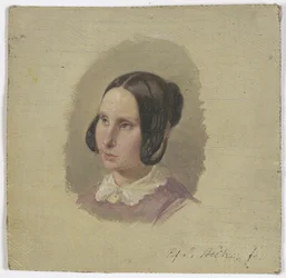Tête de jeune fille coiffée à la Biedermeier