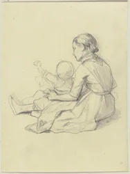 Jeune fille avec enfant