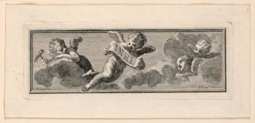 Vignette avec anges et instruments de la Passion