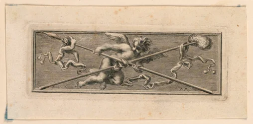 Vignette avec anges et instruments de la Passion