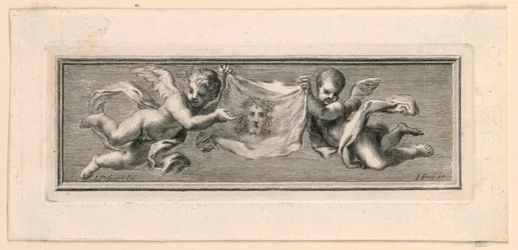 Vignettes avec des anges et des instruments de la Passion