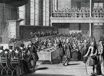 Dîner des anabaptistes, gravure par Jacobus van der Schley (1715-1779) de Cérémonies et coutumes religieuses de tous les peuples du monde