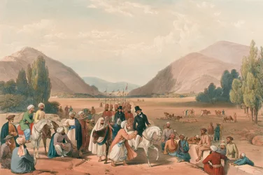 Entrée à Kaboul depuis Killa-Kazee, vers 1840 (lithographie, teintée)