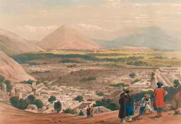 Le Balla Hissar et la ville de Kaboul, depuis la partie supérieure de la citadelle