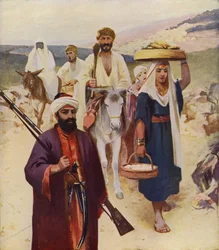 Scène de route près de Nazareth (lithographie en couleur)