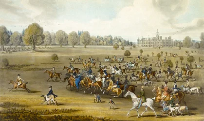 Chasseurs prenant le champ à Hatfield Park, gravé par James Pollard