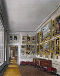 Salle de retrait de la reine, gravure de William James Bennett (1787-1844), basée sur un dessin de James Stephanoff (vers 1788-1874), tirée de The History of the Royal Residences